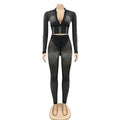 Women Hot Rhinestones Mesh See Though Zipper T-shirt and Legging Pants and Tops Matching Two 2 Piece Set Tracksuit Outfit