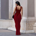 Women Velvet Stacked Ruched Sleeveless Bodycon Long Maxi Dresses 2026 Fall Party Trendy Birthday Evening Dress Vestidos