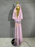 Women Sheer Mesh Rhinestone Skirt Long Tulle TrainSexy Costume For Club Party Stage ShowEvening Performance Events