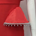 Elegant Off-the-Shoulder Beaded Bandage Evening Dress Diamond Embellished Backless Wrap Pleatd Split Bodycon Formal Party Gowns