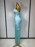 Women Sleeveless Sexy V-neck Tassel Bodycon Bandage Dress Celebrity Elegant Evening Party High Quality Club Birthday Dress