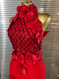 Black Red Women Shining Sequins Florals Sexy O-Neck Bodycon Bandage Long Dress Evening Party Christmas Birthday Outfit