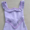 Luxury Violet Bandage Long Dress Women's Ruched Beaded Tight Strap Maxi Dress Elegant Celebrity Evening Birthday Party Vestidos