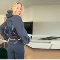 Casual Sequin Wings Hooded Sweatshirt Pant Set Women Solid Loose Full Sleeve Pullover Suit 2026 Spring Autumn Lady Daily Outfit