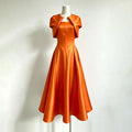 Retro Solid Color Satin Fake Two Piece Shawl Long Dress 2026 New Women'S High Waisted Dress Elegant Dinner Gown