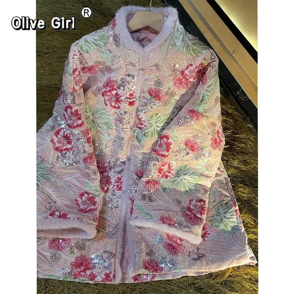 Olive Girl Pink Embroidered Embroidered Jacket for Ren Faire 2026 Garden Wedding Fairycore Photoshoot Everyday Wear S-2XL XS-3XL Plus Size Hand Embroidered Dramatic Silhouette Romantic Garden Party Editorial Not Costume Chinese Heritage Fashion Women