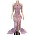Luxury Pink Diamond Tube Top Temperament Trailing Dress Skirt Birthday Light Luxury Dress Annual Meeting Women's High-end Dress