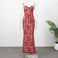 Chic Gauze Fishbone Strapless Dress Women Sleeveless Off Shoulder Waist Cinching Slim Long Dresses 2026 Lady Evening Party Gowns