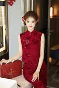 New Chinese Style Improved Sleeveless Wedding Cheongsam Autumn New High-end Wedding Banquet Toast Dress Women Qipao Dress