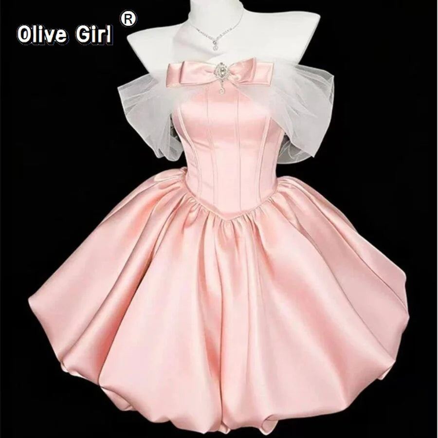 Olive Girl Pink Romantic Dress for Garden Wedding 2026 Fairycore Photoshoot Everyday Wear XS-XXXL XS-3XL Plus Size Romantic Garden Party Editorial Not Costume Dress Chinese Heritage Fashion Women