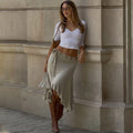 Fashion Irregular Lace Up Skirt Women's Solid Slim Sexy Commuter Casual Skirt 2026Summer New Female Party Vacation Skirt