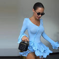 Fashion 3d Flower Women's Short Dress Slim V-neck Buttons Flare Sleeve Lace Up Party Dresses 2026 Summer Lady Solid Beach Robes