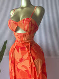 Women Floral Printed Strap Backless Bra Front Big Swing Maxi Long Dress 2025 Vintage Sexy Club Party Evening Dresses