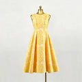 New Embroidery Elegant Yellow Midi Dresses For Women O Neck Sleeveless High Waist Temperament Female Fashion Style Dress