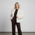 Fashion Women Solid Lapel Faux Fur Coat Long Sleeve Fluffy Loose Short Cardigan Jacket Winter Lady Thicken Warm Outwear