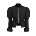 Patchwork Zipper Parkas For Women Stand Collar Long Sleeve Minimalist Tunic Winter Coat Female Fashion Clothing New