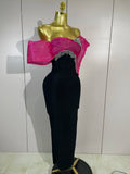 Newest Shining Diamonds Off Shoulder Bodycon Long Bandage Dresses Elegant Celebrity Evening Party Sexy Nightclub Cocktail Dress