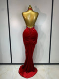 Sparkly Rhinestone Velvet Maxi Long Dress For Woman Sexy Backless Luxury Birthday Dress Evening Party Nightclub Stage Costume