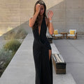 Elegant Backless Long Dress Sexy Women's Deep V Ruched Split Curvy Maxi Dresses Evening Party Beach Pool Summer Pink Yellow New