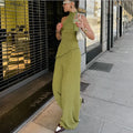 Hanging Green Pants Set Sleeveless Backless Personality Temperament Commuter Two-piece Set Summer New Women Pants Set