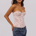 One Shoulder Spaghetti Strap Corset Bustier Camisole Top Women Lace Sleeveless Backless Sexy Y2K Party Club Summer Cami