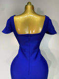 Celebrity Elegant Bandage Long Party Dress 2025 Women Sexy Square Collar Stretch Evening Prom Gown Club Luxury Birthday Dresses
