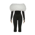 Furry Slash Neck Jumpsuit Woman Sexy Hollow Patchwork Full Sleeve Backless Skinny Hottie Street Autumn New Overalls