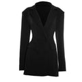 Chic Waist Cinching Mini Dress Women Fashion Full Sleeve Deep V-neck Double Breasted Short Dresses Lady Daily Party Street Gowns