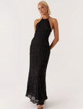 Fashion Backless Ruched Long Dress For Women Halter Lace Up Sexy Ruffle Dress Loose Female 2025 Summer New Vacation Dress