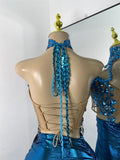 Women Sexy Top Skirt Two Pieces Sets Night Club Performance Stage Costume Sparkly Diamonds Stretch Party Celebrate Stage Outfit