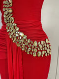 Women Elegant Shiny Diamond Sexy One Shoulder Long Bodycon Bandage Dresses Celebrity Evening Party Nightclub Wedding Guest Dress
