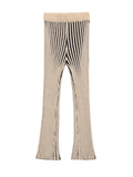 Striped Loose Two Piece Set for Women O Neck Sleeveless Top High Waist Wide Leg Pants Casual Sets Female Sumemr New