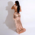 Women Sexy Dresses for Club Night Sequin Bodycon Party Club Night Out Dress Feather Backless Evening Formal Maxi Dress