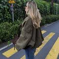 Women's Faux Suede Cropped Bomber Jacket Lapel Collar Zipper Loose Autumn Winter Casual Streetwear Vintage Coat 2026 New
