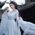 Olive Girl Blue Embroidered Hanfu Dress for Ren Faire 2026 Garden Wedding Fairycore Photoshoot Everyday Wear S-L XS-3XL Plus Size Chinese Heritage Fashion Women
