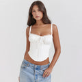 Elegant Summer Strapless T-shirts Corset Lace Tops Women Bandage T Shirt Y2K Chic Female Crop Top Black Red Blue White Yellow