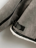 Winter Trip Strap with Fur All-in-one Fleece Double Lapel Long Sleeve Warm Windproof Grey Coat for Women