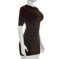 Sexy Slim Ruched Dress Women Cross-Ruched Short-Sleeve Solid Bodycon Dress 2026 Summer New Party Club Fashion Short Dress