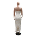 Sexy Pearl Beading Sequin Hollow Bodycon Spaghetti Strap Evening Party Dresses Women Birthday Vestidos Fashion Clothing