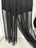 New Fashion 2026 Spring Women's Mesh Splicing Bead Sequin Blazer Wide Legs Chiffon Pants Set Suit Outfit
