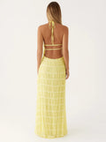 Fashion Backless Ruched Long Dress For Women Halter Lace Up Sexy Ruffle Dress Loose Female 2025 Summer New Vacation Dress