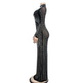 Women Rhinestone Dress with Bodysuit 2 Piece Set Sexy See Through Hot Drilling Evening Gowns Birthday Bodycon Party Dress