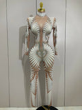Costume Sparkly Diamond Women Sexy Mesh Jumpsuit Nightclub Bar Party Show Gogo Dancer Clothing Drag Queen Outfit