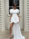 Solid Three Piece Set for Women Square Collar Sleeveless Top with Shawl Sheer Mesh Long Skirt Sexy Outfit Female