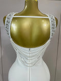 Women Diamond Pearl Sleeveless Sexy Backless Long Bandage Dress Celebirty Elegant Evening Party Birthday Wedding Guest Prom Gown