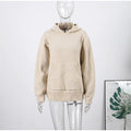 Women Fashion Solid Knitted Hooded Top O-neck Casual Full Sleeve Loose Pullover Female Spring New Chic Casual Street Outfit