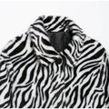 Women Chic Zebra Print Faux Fur Cropped Jacket Lapel Collar Single Breasted Warm Short Coat Autumn Winter Fashion Street Jackets