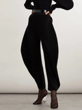 Solid Knitting Minimalist Pants For Women High Waist Loose Temperament Lantern Trousers Female Fashion Clothing Style 2023