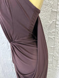 Elegant Brown Strapless Bodycon Maxi Dress Women Sexy Ruched Waist Draped Skirt Outfit Date Night Party Costume