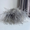 Pearl Bead Bag With Feather Fur Designer Brand Clear Acrylic Crystal Stone Box Tote Handbag Women Handmade Party Purse